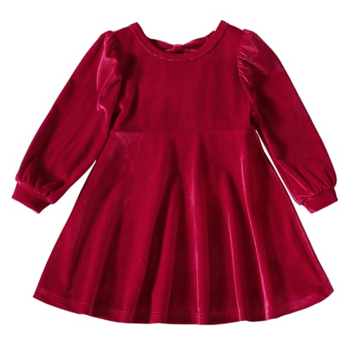 Baby Samtkleid M?dchen Weihnachtskleid Weihnachten Partykleid Bowknot Prinzessin Langarmkleid Festliches Festkleid Kleinkinder Herbstkleid Winterkleid Hochzeitskleid Casual Kleidung Rot 2-3 Jahre von FYMNSI