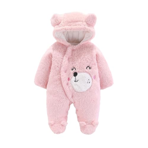 Baby Winter Fleece Overall mit B?r Ohr Kapuze Neugeborenes Schneeanzug Strampler M?dchen Jungen Einteiler Jumpsuit Rei?verschluss F??ig Playsuit Kleinkinder Warm Wintermantel Jacke Rosa B?r 3M von FYMNSI