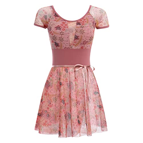 Damen Ballettanzug Ballettbody Tanz Body mit Ballettrock Wickelrock Gymnastikanzug Trikot Kurzarm Bodysuit Blumenmuster Mesh Turnanzug Gepolstert R?ckenfrei Leotard Ballettkleid Staubige Rosa L Damen Ballettanzug Ballettbody Tanz Body mit Ballettrock Wickelrock Gymnastikanzug Trikot Kurzarm Bodysuit Blumenmuster Mesh Turnanzug Gepolstert R?ckenfrei Leotard Ballettkleid Staubige Rosa L von FYMNSI