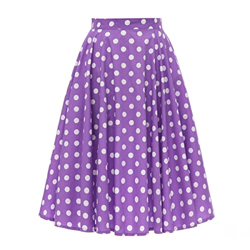 Damen Rockabilly Rock Vintage 1950er Jahre Retro Gepunktet Faltenrock Elastische Hohe Taille Swing Glockenrock Tellerrock Plissee A-Linie Knielang Festliche Röck Trachtenrock Sommer Lila Gepunktet S Damen Rockabilly Rock Vintage 1950er Jahre Retro Gepunktet Faltenrock Elastische Hohe Taille Swing Glockenrock Tellerrock Plissee A-Linie Knielang Festliche Röck Trachtenrock Sommer Lila Gepunktet S von FYMNSI