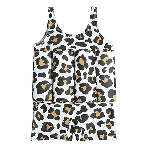 FYMNSI Badeanzug mit Schwimmhilfe Mädchen Float Suit Baby Bojenanzug Schwimmanzug Verstellbarem Auftrieb Schwimmend Bademode Bojenbadeanzug Schwimmen Jacke Einteiler Badebekleidung Leopard 12-18M von FYMNSI