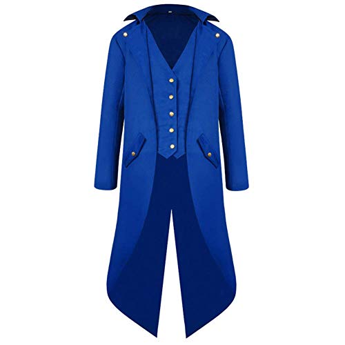 FYMNSI Herren Gothic Steampunk Frack Mantel Männer Mittelalter Viktorianischen Vintage Jacke mit Waistcoat Uniform Lange Smoking Karneval Fasching Halloween Kostüm Party Cosplay Verkleidung Blau 3XL FYMNSI Herren Gothic Steampunk Frack Mantel Männer Mittelalter Viktorianischen Vintage Jacke mit Waistcoat Uniform Lange Smoking Karneval Fasching Halloween Kostüm Party Cosplay Verkleidung Blau 3XL von FYMNSI