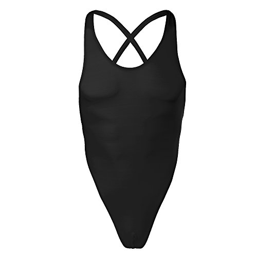 FYMNSI Herren Transparent Body Ärmellos Stringbody Racerback Sportbody Durchsichtig Netz Herrenbody Männer Overall Muskel Shirt Tank Top Unterwäsche Nachtwäsche Unterhemd Einteiler Schwarz L von FYMNSI