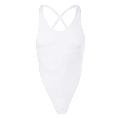 FYMNSI Herren Transparent Body Ärmellos Stringbody Racerback Sportbody Durchsichtig Netz Herrenbody Männer Overall Muskel Shirt Tank Top Unterwäsche Nachtwäsche Unterhemd Einteiler Weiß M von FYMNSI