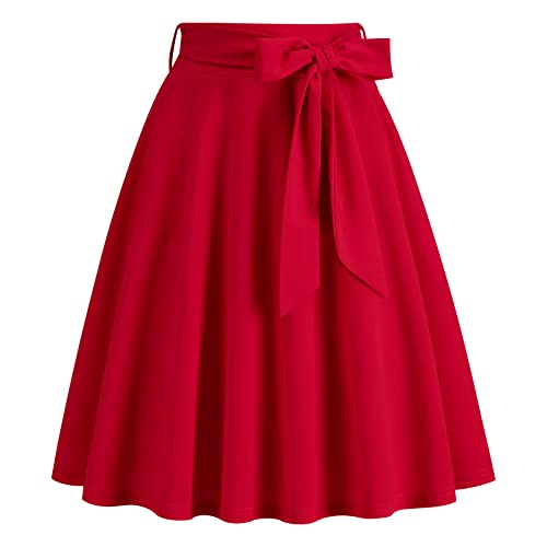 FYMNSI Rockabilly Rock Damen Vinatge 1950er Damenrock Sommer Knielang Retro Festliche Röck mit Gürtel Faltenrock Tellerrock Elastische Hohe Taille Swing Plissee A-Linie Glockenrock Rot L FYMNSI Rockabilly Rock Damen Vinatge 1950er Damenrock Sommer Knielang Retro Festliche Röck mit Gürtel Faltenrock Tellerrock Elastische Hohe Taille Swing Plissee A-Linie Glockenrock Rot L von FYMNSI