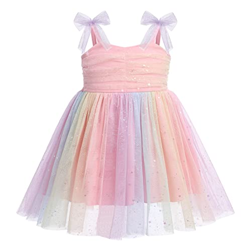 FYMNSI Taufkleid Baby M?dchen Prinzessin Kleid Erster 1 Geburtstag Outfit 1 Jahr Geburtstagskleid Partykleid Tr?gerkleid Kleinkinder Sommerkleid Festliches Festkleid T?llkleid Fotoshooting Bunt 6-12M von FYMNSI