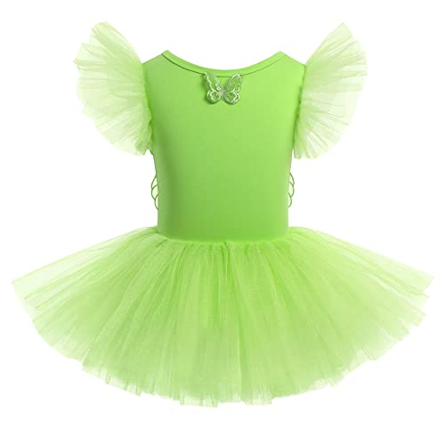 Mädchen Ballettkleidung Kinder Ballett Tanz Kleid Tütü Rock Tinkerbell Feen Kostüm Ballettkleid Bodysuit Ballettanzug Baumwolle Balletttrikot Tanzoutfit Tanzkleid Turnanzug Trikot Grün 7-8 Jahre von FYMNSI