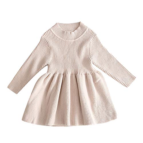 Neugeborenes Baby M?dchen Gestrickt Kleid Strick Pullover Langarm Strickkleid Prinzessin Minikleid Herbst Winter Warm H?keln Tops Partykleid Einfarbig Winterpulli Winterpullover Aprikose 6-12 Monate von FYMNSI