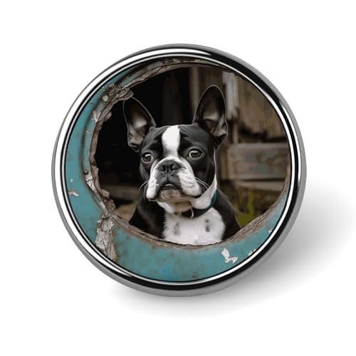 Boston Terrier runde Knopfnadeln, modische Knopfabzeichen, niedlicher Hut, Reversnadel, Brosche für Damen und Herren, lustige Pins für Rucksäcke, Taschen, Anzüge, Accessoires, coole Metall-Brosche Boston Terrier runde Knopfnadeln, modische Knopfabzeichen, niedlicher Hut, Reversnadel, Brosche für Damen und Herren, lustige Pins für Rucksäcke, Taschen, Anzüge, Accessoires, coole Metall-Brosche von FZMVSQH