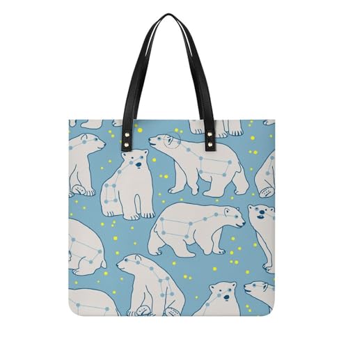 FZRTGOP Blauer Eisbär Damen Shopper Handtasche Umhängetasche Schultertasche Für Büro Schule Einkauf 39x39cm von FZRTGOP