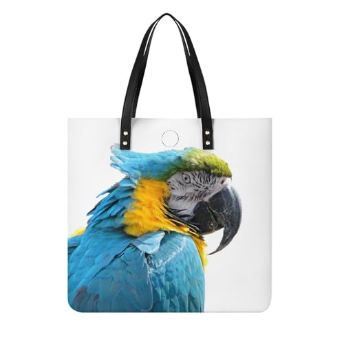 FZRTGOP Blauer Papagei Damen Shopper Handtasche Umhängetasche Schultertasche Für Büro Schule Einkauf 39x39cm von FZRTGOP