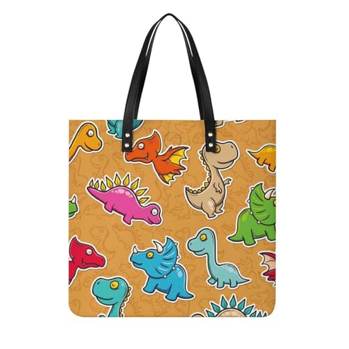 FZRTGOP Dinosaurier Damen Shopper Handtasche Umhängetasche Schultertasche Für Büro Schule Einkauf 39x39cm von FZRTGOP