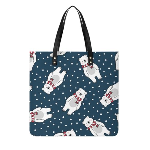 FZRTGOP Eisbär Damen Shopper Handtasche Umhängetasche Schultertasche Für Büro Schule Einkauf 39x39cm von FZRTGOP