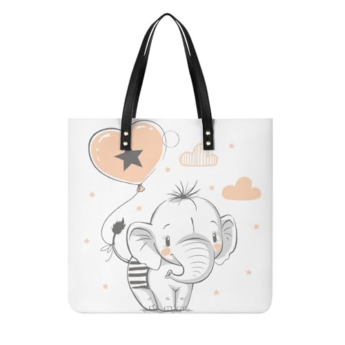 FZRTGOP Elefant Damen Shopper Handtasche Umhängetasche Schultertasche Für Büro Schule Einkauf 39x39cm von FZRTGOP