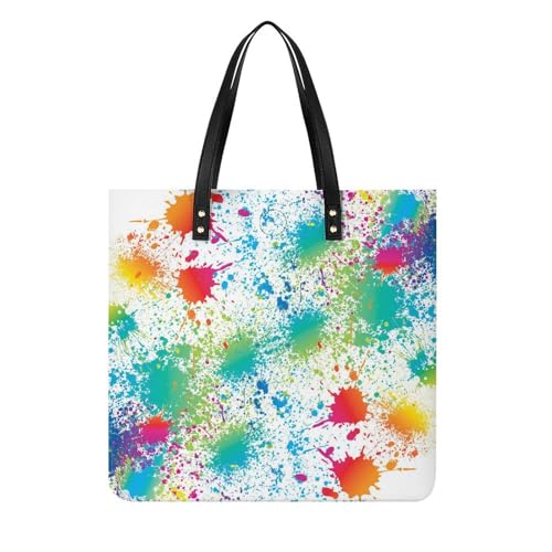 FZRTGOP Farbe Farbe Damen Shopper Handtasche Umhängetasche Schultertasche Für Büro Schule Einkauf 39x39cm von FZRTGOP