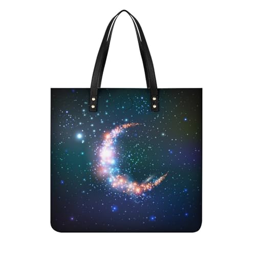 FZRTGOP Glühender Mond Damen Shopper Handtasche Umhängetasche Schultertasche Für Büro Schule Einkauf 39x39cm von FZRTGOP