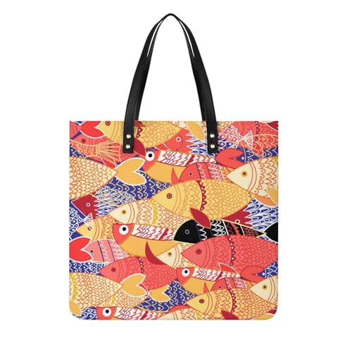 FZRTGOP Goldfisch Damen Shopper Handtasche Umhängetasche Schultertasche Für Büro Schule Einkauf 39x39cm von FZRTGOP