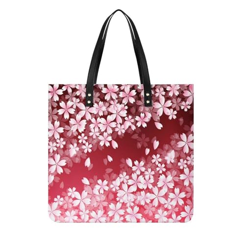 FZRTGOP Kirschblüten Damen Shopper Handtasche Umhängetasche Schultertasche Für Büro Schule Einkauf 39x39cm von FZRTGOP