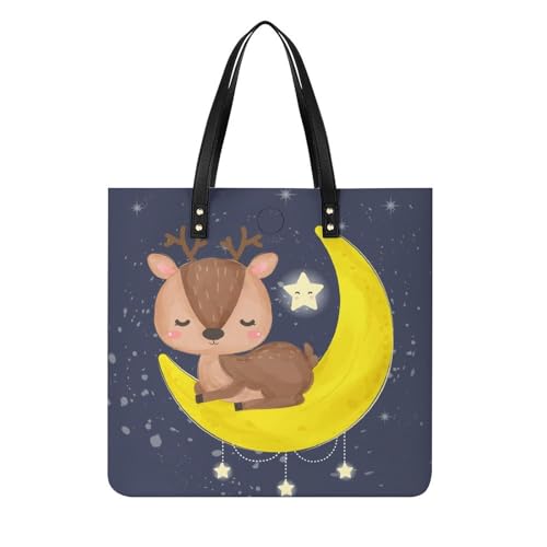 FZRTGOP Liebenswerter Hirsch Damen Shopper Handtasche Umhängetasche Schultertasche Für Büro Schule Einkauf 39x39cm von FZRTGOP