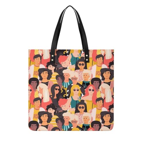 FZRTGOP Mode Frau Damen Shopper Handtasche Umhängetasche Schultertasche Für Büro Schule Einkauf 39x39cm von FZRTGOP