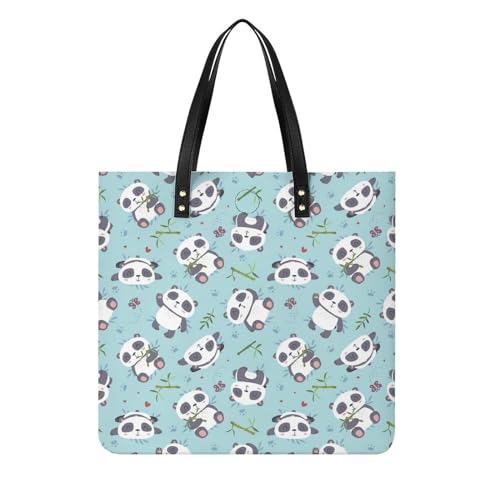 FZRTGOP Panda Damen Shopper Handtasche Umhängetasche Schultertasche Für Büro Schule Einkauf 39x39cm von FZRTGOP