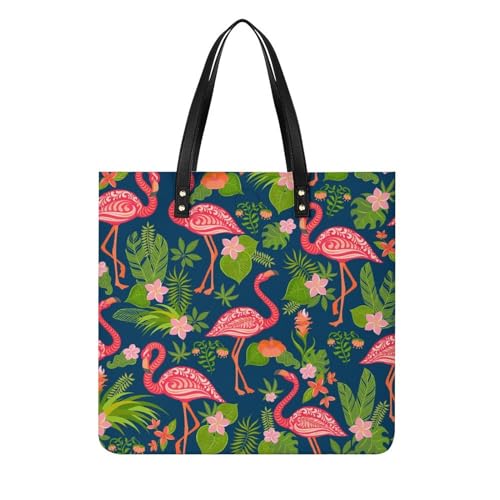 FZRTGOP Rosa Flamingo Damen Shopper Handtasche Umhängetasche Schultertasche Für Büro Schule Einkauf 39x39cm von FZRTGOP