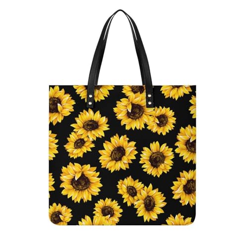 FZRTGOP Sonnenblume Damen Shopper Handtasche Umhängetasche Schultertasche Für Büro Schule Einkauf 39x39cm von FZRTGOP