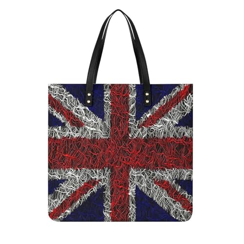 FZRTGOP Union Jack Damen Shopper Handtasche Umhängetasche Schultertasche Für Büro Schule Einkauf 39x39cm von FZRTGOP