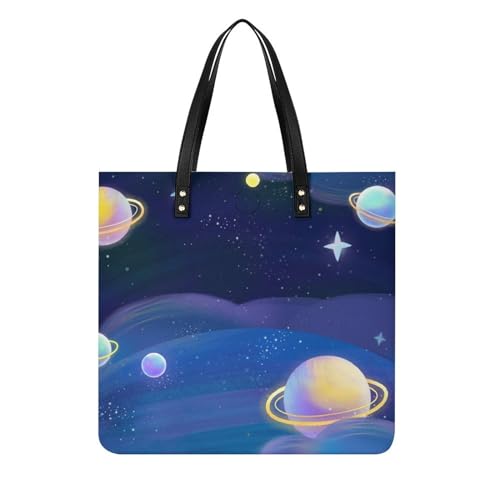 FZRTGOP Weltraum-Planet Damen Shopper Handtasche Umhängetasche Schultertasche Für Büro Schule Einkauf 39x39cm von FZRTGOP