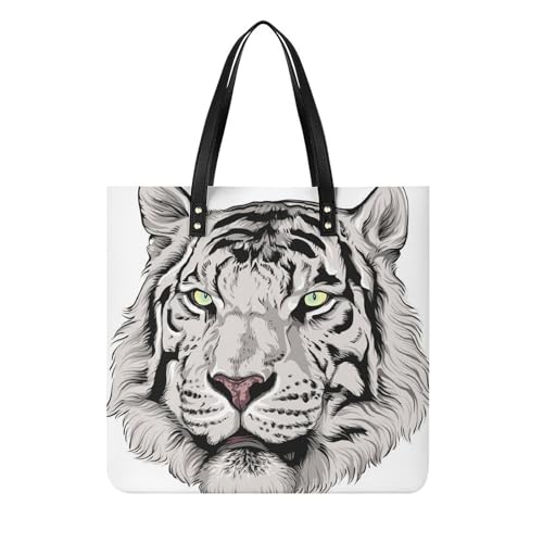 FZRTGOP Wilder Tiger Damen Shopper Handtasche Umhängetasche Schultertasche Für Büro Schule Einkauf 39x39cm von FZRTGOP