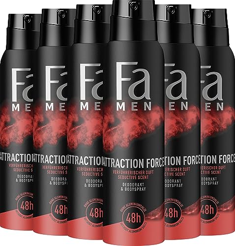 FA Deospray 150 ml Men Attraction Force, 6er Pack, Jahresvorrat, 6x 150 ml von Fa