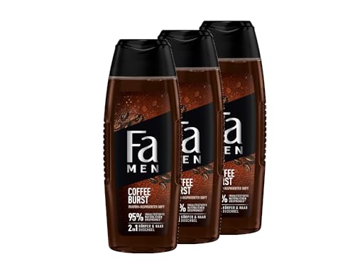 FA Duschgel Men Coffee Burst mit parfüm-inspirierten Duft (3x 250ml) 2in1 Formel für Körper & Haare, erlebe die intensive & zeitlose Duftkomposition von Aromatischem Kafee von Fa