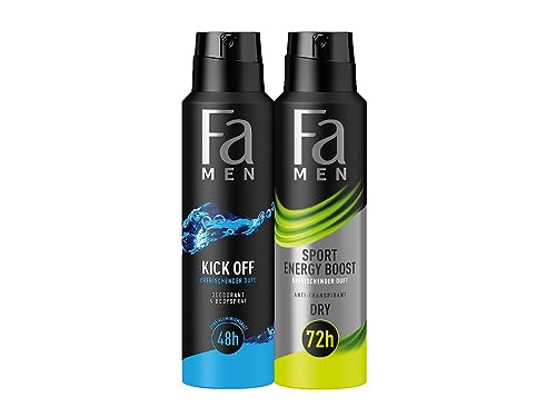 Fa Deodorant & Bodyspray Kick Off, 1x 150ml & Fa Men Anti-Transpirant Deospray Sport Energy Boost mit erfrischendem Duft, 1x 150 ml von Fa