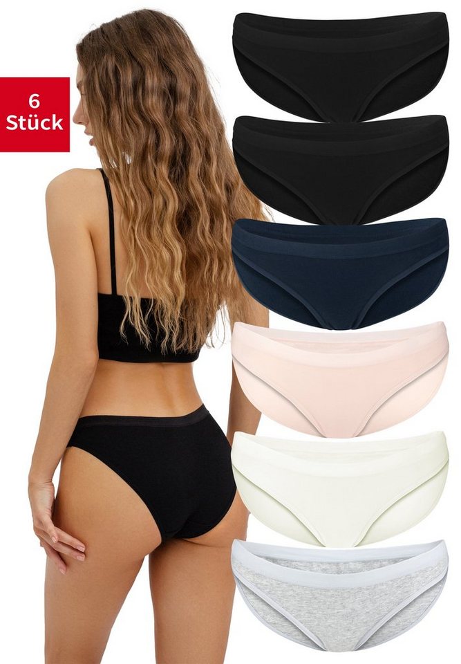 Fabio Farini Bikinislip Damen Unterhose - Frauen Pantys aus Baumwolle (Packung, 6-St) im sportlich modischen Bikini-Style von Fabio Farini