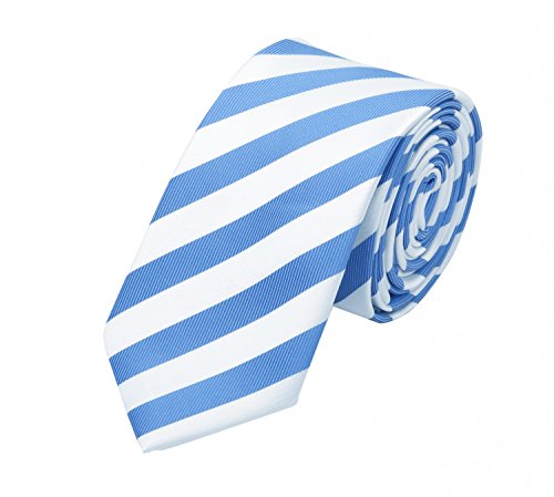 Fabio Farini - Gestreifte Herren Krawatten in 6cm und 8cm Breite und 150cm Länge - Schmale und Klassische Schlipse hellblau royalblau weiß 8cm von Fabio Farini