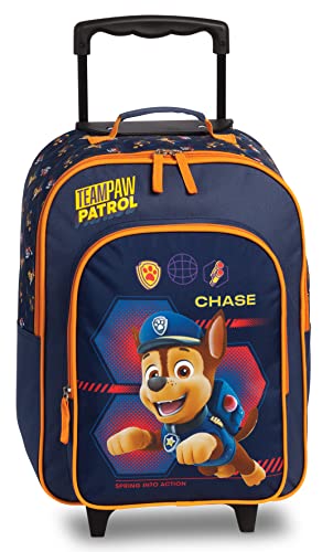 Fabrizio Paw Patrol Chase Marshall Skye Kinder Trolley Kinderkoffer Weichgepäck Polyester 32 x 42 x 16/21 cm Vol. 17 l (Dunkelblau Chase) von Fabrizio