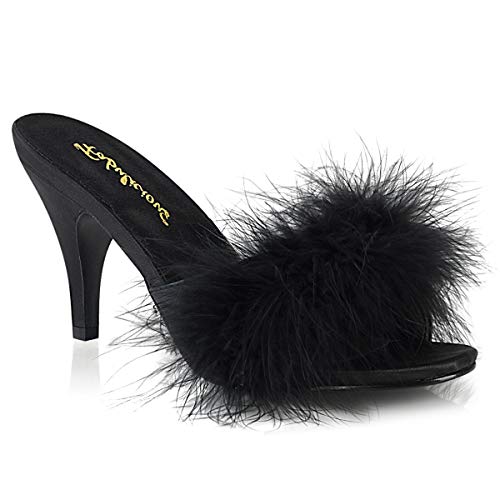 Fabulicious AMOUR-03, Damen Sandalen, Schwarz (Blk Satin-fur), EU 41 (UK 8) (US 11) von Pleaser