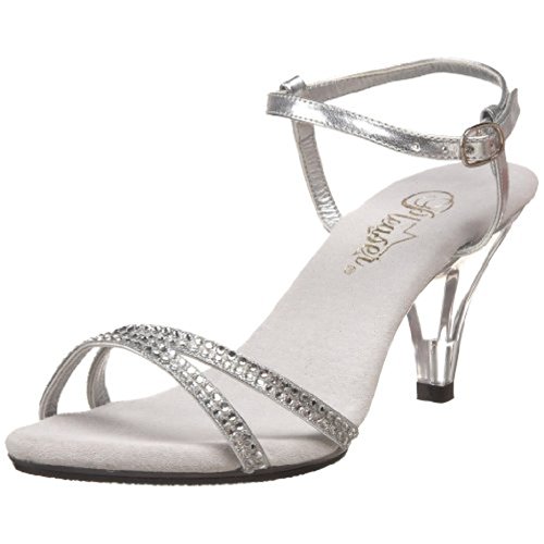 Fabulicious BELLE-316, Damen Knöchelriemchen Sandalen mit Keilabsatz, Silber (Slv Metallic Pu/Clr), 37 EU (7 M US) von Pleaser