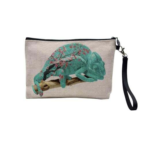 Tasche aus Leinen – Kollektion Creation Surrealistische Collage Art Surrealismus Skulptur Humor Ästhetik – Kosmetiktasche aus Leinen in Leinenoptik – Kulturbeutel – Geldbörse, Chameleon, 23.5 x 15 cm, Tasche aus Leinen – Kollektion Creation Surrealistische Collage Art Surrealismus Skulptur Humor Ästhetik – Kosmetiktasche aus Leinen in Leinenoptik – Kulturbeutel – Geldbörse, Chameleon, 23.5 x 15 cm, von Fabulous