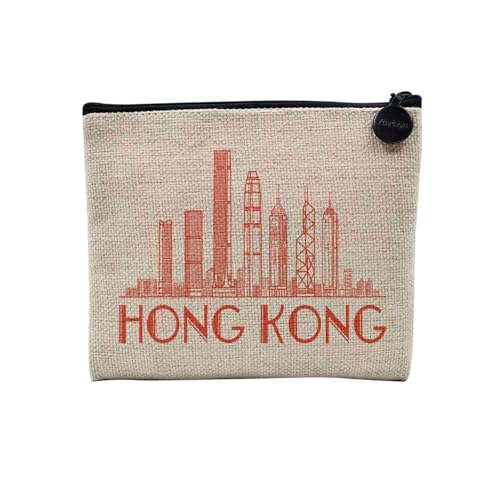 Tasche aus Leinen – Kollektion Städte der Welt minimalistischer Stil Reise Tourismus Postkarte – Kosmetiktasche aus Leinen in Leinenoptik – Kulturbeutel – Geldbörse, Hongkong, 15 x 10 cm, Tasche aus Leinen – Kollektion Städte der Welt minimalistischer Stil Reise Tourismus Postkarte – Kosmetiktasche aus Leinen in Leinenoptik – Kulturbeutel – Geldbörse, Hongkong, 15 x 10 cm, von Fabulous