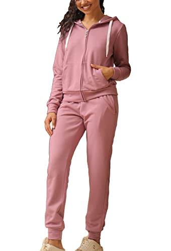 Trainingsanzüge für Damen, lässig, 2-teilig, Sweatsuit, Rosa 204, XX-Large von Facitisu