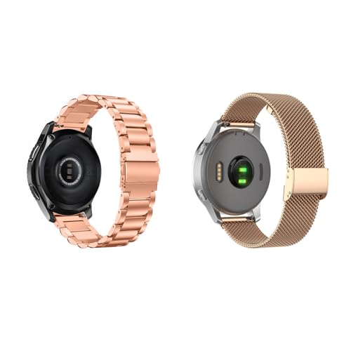 2 Stück Metall Armband 22mm Kompatibel mit Amazfit Stratos 2 für Männer Frauen, Metall Solide Ersatzarmband und Masche Edelstahl Uhrenarmband für Amazfit Stratos 2 von Factorys