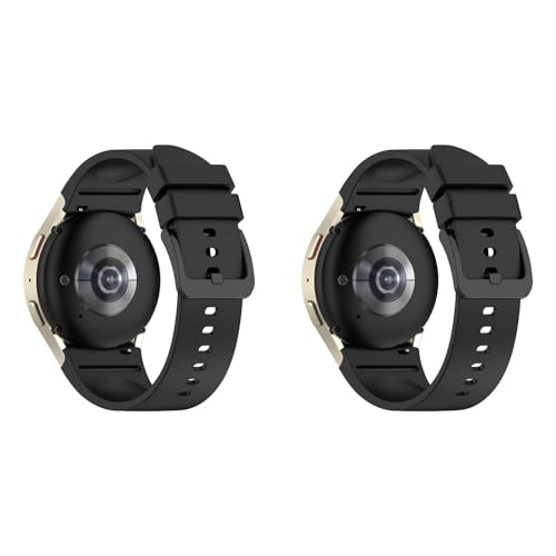 Ersatzbänder Kompatibel mit Samsung Galaxy Watch Active 2 40mm/44mm Armband für Damen Herren, Verstellbare Silikon Sport Ersatzarmband für Samsung Galaxy Watch Active 2 40mm/44mm (2 Stück Schwarz) von Factorys