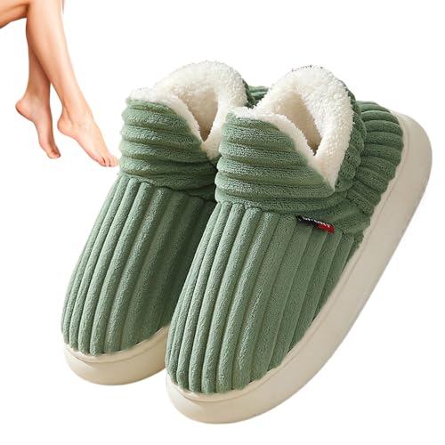 Baumwollhausschuhe für Damen - Hausschuhe mit orthopädischen Sohlen,Bequeme Indoor-Outdoor-Scuff-Slides, Slip-On-Winter-Fuzzy-Hausschuhe für Männer und Frauen von Facynde