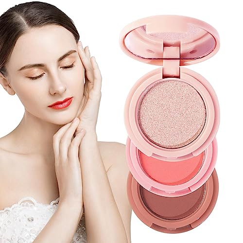 Gesichts-Highlighter-Puder - Wangenrouge-Highlighter-Lidschatten-Palette | Cheek Contouring Highlighter Rouge-Puder für langanhaltenden, schweißfesten Schimmer von Facynde