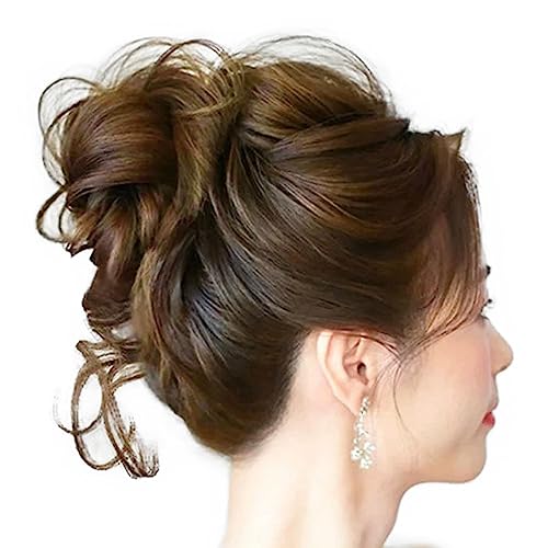 Haarteile für Frauen - Elastisches gewelltes lockiges Haarteil - Waschbare Haarknoten-Perücken, Echthaarzubehör für Dating, Hochzeit, Party von Facynde