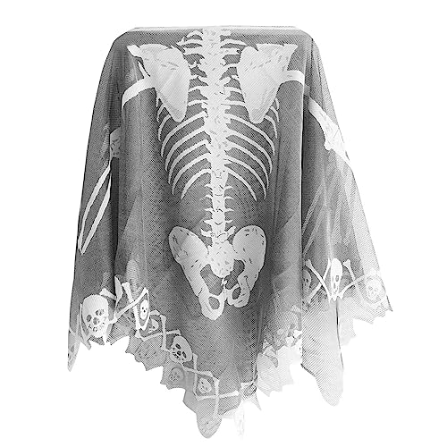 Halloween Spinnennetz Cape - 57 In Totenkopf-Schal, Spinnennetz-Halloween-Kostüm - Schal mit Spinnennetz-Skelett-Spitze, transparenter Effekt, reißt nicht leicht Facynde von Facynde