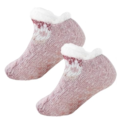 Winter-Slipper-Socken - Weiche und warme Lammwollsocken mit Anti-Rutsch-Gripper | Damenmode für Wohnzimmer, Schlafzimmer, Esszimmer, Arbeitszimmer, Spielzimmer von Facynde