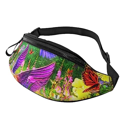 Bauchtasche mit Schwein-Motiv, mit verstellbarem Gürtel für Männer und Frauen, Sport, Laufen, Wandern, Joggen, Vögel Blumen Schmetterling, Einheitsgröße von Faduni