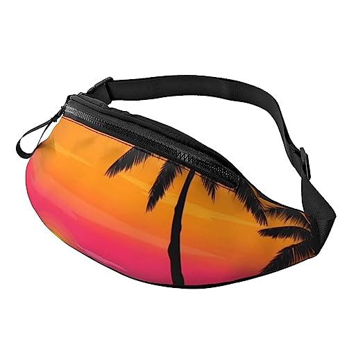 Bauchtasche mit niedlichem Halloween-Muster, mit verstellbarem Gürtel für Männer und Frauen, Sport, Laufen, Wandern, Joggen, Sunset Palme, Einheitsgröße von Faduni